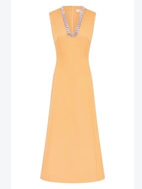 ·LEO LIN· NWT Light Orange Nicola Embellished Midi Dress Size 4